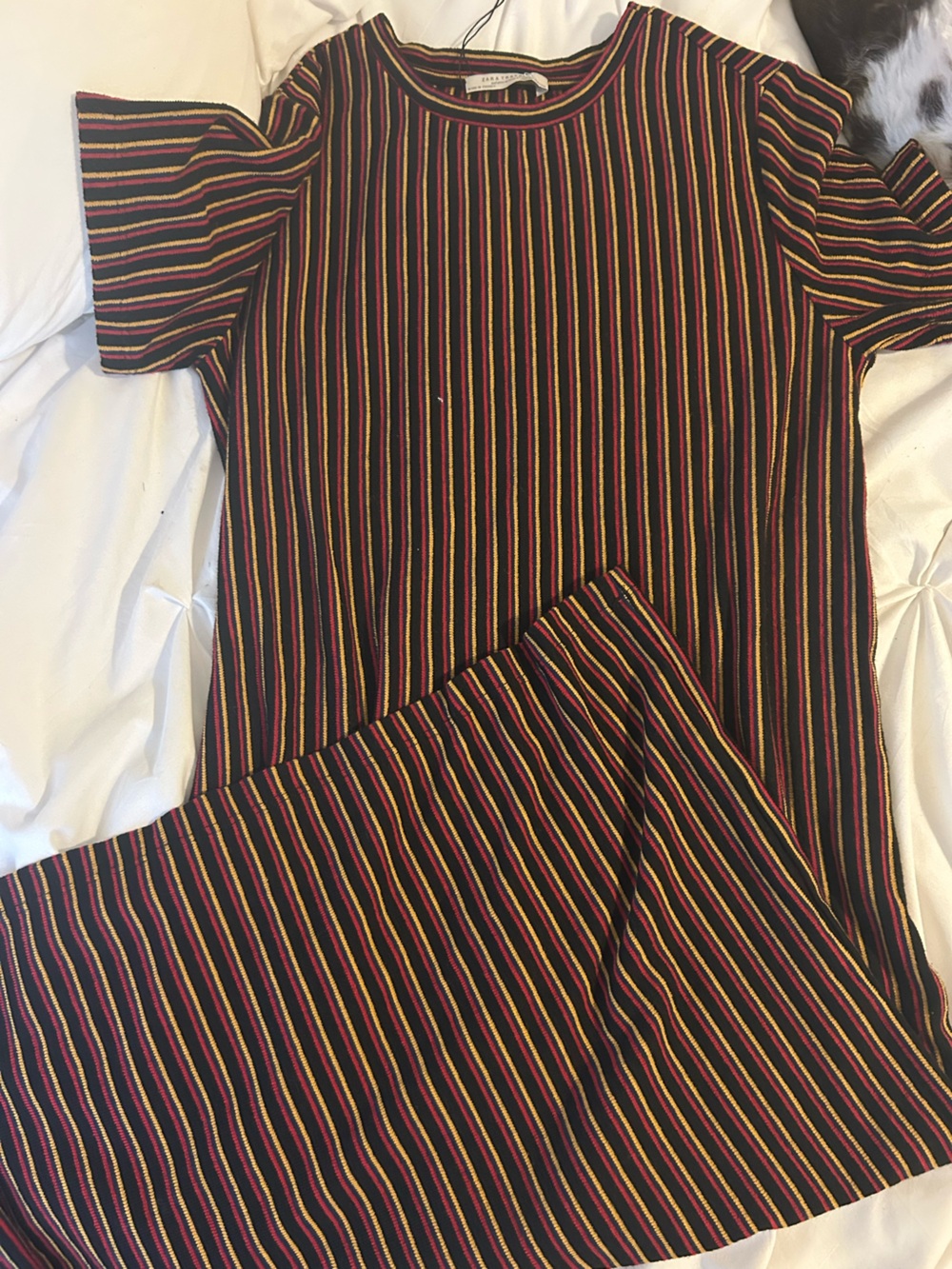 Zara Terez Black Knit Top with Red & Yellow Stripes